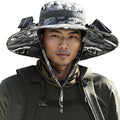 Wide Brim Solar Fan Hat, Fishing Hat with Fan for Men Removable & USB Charging Fan, Waterproof Outdoor Hiking Camping Fishing Hat Grey