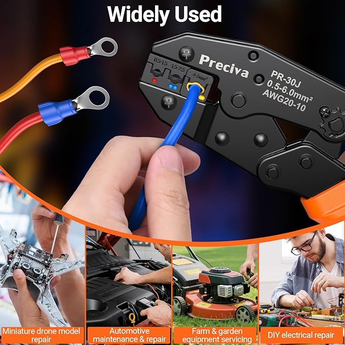 Preciva Crimping Tool for Insulated Terminals Wire Connectors, AWG20-10 Ratchet Crimper with 680 Pcs Insulated Terminals Connectors