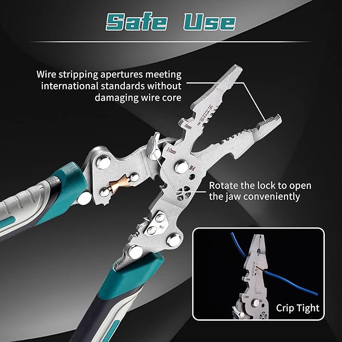 18 In 1 Foldable Ｗire Stripper Crimper, Multifunctional Folding Wire Stripping Tool, Wire Strippers Electrical，Electric Cable Stripper, Cable Cutters with Plier, Crimper, Twister, Splitting, 1pcs