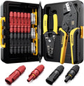 Solar Crimper Tool Kit for 14-10 AWG Solar Panel Cable, with 12 Pairs Solar Connectors, Solar Crimper, Wire Strippers and Wrench, Solar Installation Assembly Tools