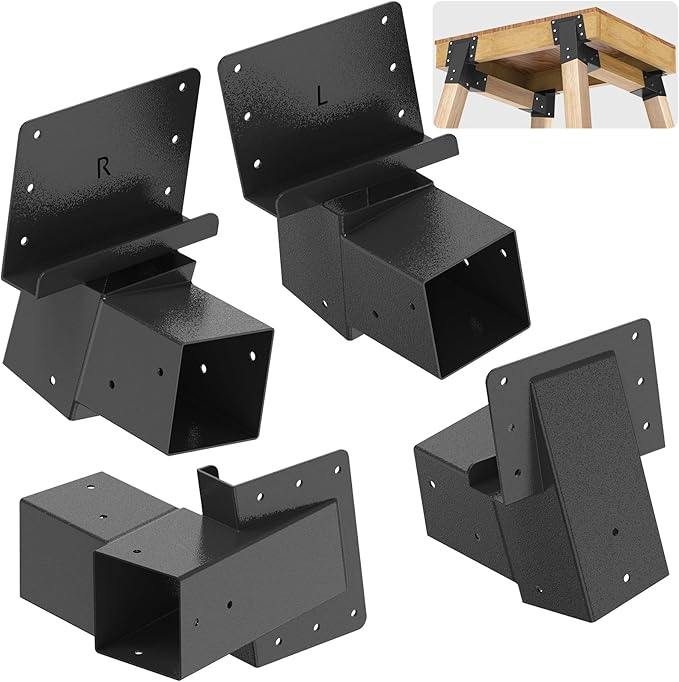 SELEWARE 4 Pack Deer Stand Brackets 4x4 Heavy Duty Deer Blind Brackets Outdoor Angle Brackets for Tree Stand, Outdoor Platforms, Hunting Blinds, Shooting Shack, Observation Decks, Elevated Platform