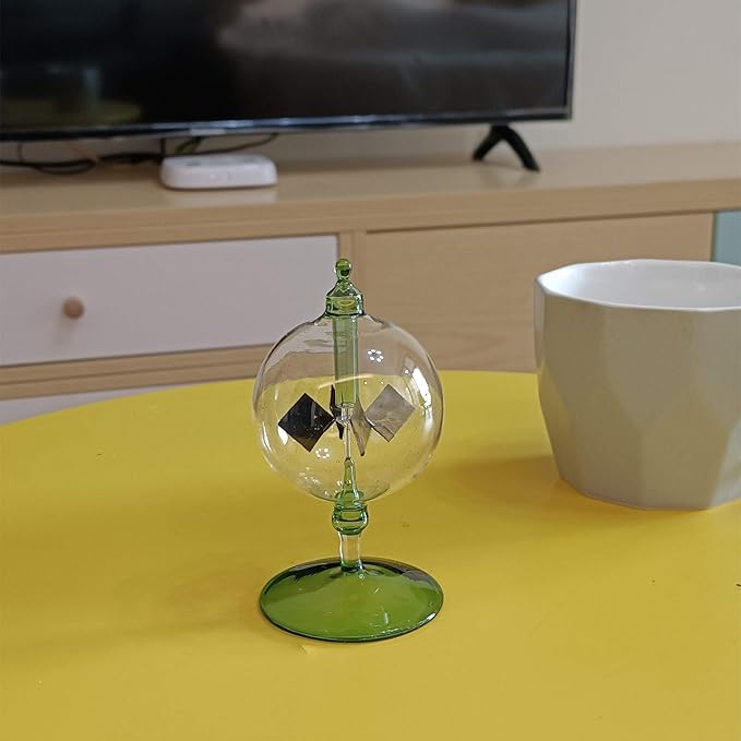 Solar Crookes Radiometer Glass Windmill Handmade for Party Home Decoration Gift Green S