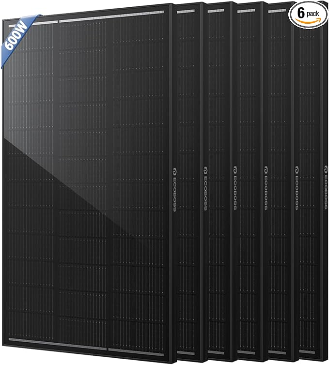 600 Watt Solar Panels, 6 Pack 100W 12V N-Type 16BB High Efficiency Solar Panel Kit with 25.6% Conversion, Monocrystalline Solar Panels for RV, Cabins, Farms, Off Grid Power System