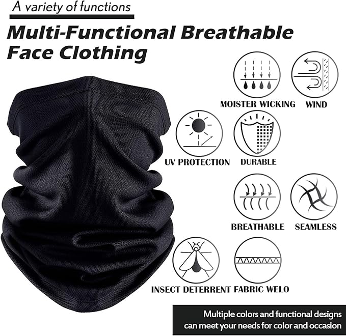 Geyoga Neck Gaiter Bandana Face Mask Summer UV Protection Cooling Breathable Face Mask Neck Scarf Balaclava for Men Women