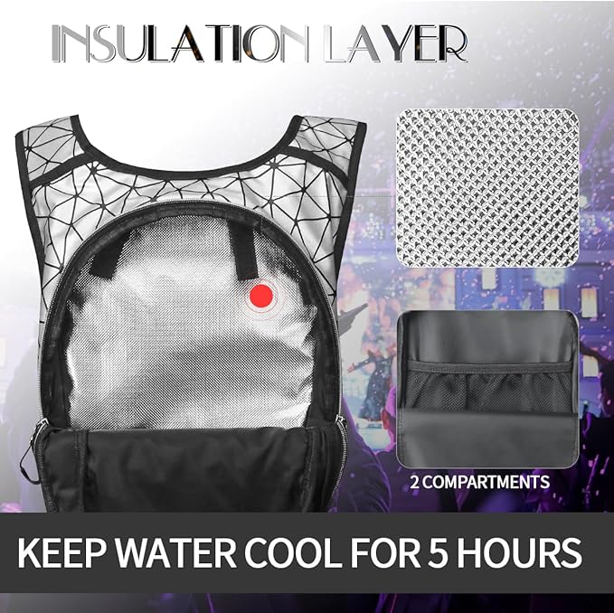 Hydration Pack, Water Backpack with 3L Hydration Bladder Lightweight Insulation, Festival Essential, Rave Hydration Backpack, Hydropack Backpack for Rave, Hiking, Biking, Festival Gear