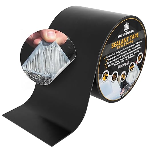 HSS Sealant Tape with MicroSealant - Waterproof Commercial Roofing Tape for Roof and RV Repair - UV- & Weatherproof - Black - 2 inch x 25 feet