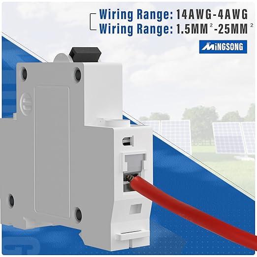 DC Solar Panels Disconnect Switch 40 Amp Solar Shut Off Switch 12V-400V 1 Pole AC Miniature Circuit Breaker for PV Homes, AC 110V DIN Rail MCB