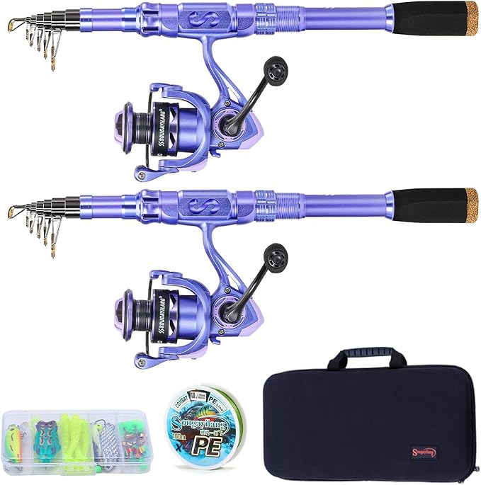 Sougayilang Fishing Rod and Reel Combos Carbon Fiber Telescopic Fishing Pole with Smooth Reel Combo Saltwater Freshwater Kit