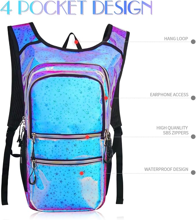 Hydration Pack, Water Backpack with 3L Hydration Bladder Lightweight Insulation, Festival Essential, Rave Hydration Backpack, Hydropack Backpack for Rave, Hiking, Biking, Festival Gear