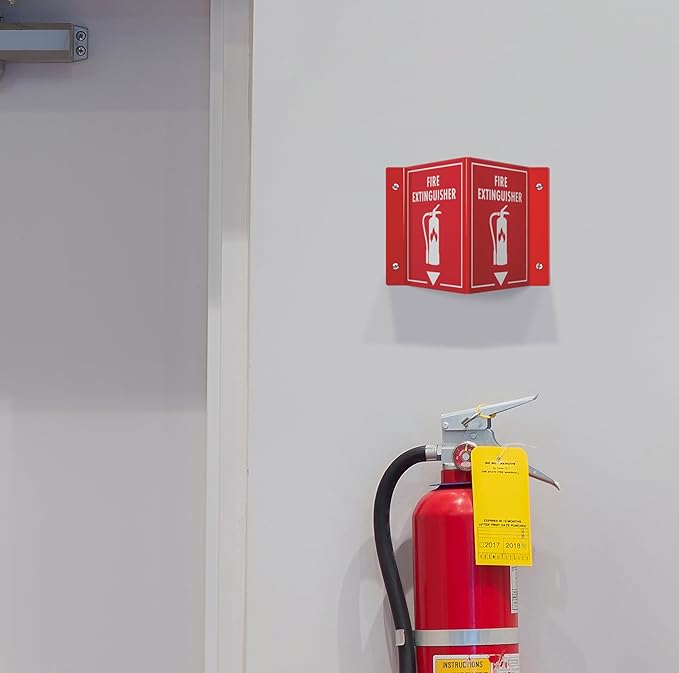 3D Fire Extinguisher Sign | Projecting Wall Mount Fire Safety Sign, 6" x 8" x 4"