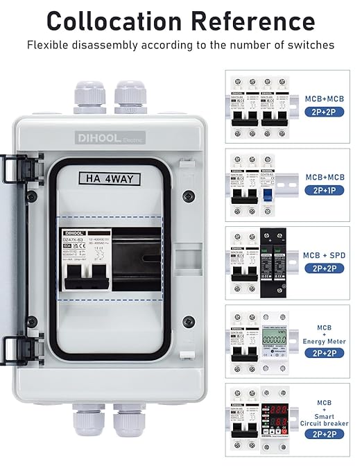 DIHOOL 60 Amp DC Circuit Breaker Box, PV Solar Disconnect Switch with Small Breaker Box