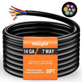 Nilight 30 Feet 7 Way Trailer Extension Cable RV Standard Wire 14 Gauge 7 Conductor 100% Pure Copper Insulated Heavy Duty Cord Weatherproof for 7 Pin Blade Truck Camper RV Automotive