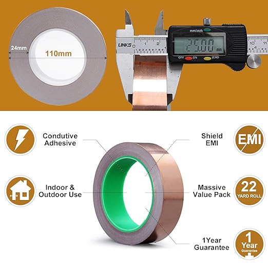 LOVIMAG Copper Foil Tape (1inch X 66 FT X 2) with Conductive Adhesive for Guitar and EMI Shielding, Crafts, Electrical Repairs, Grounding