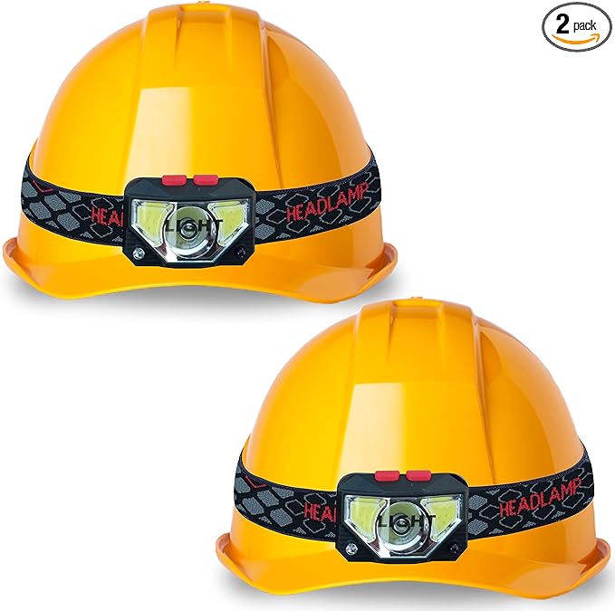 Skywin Hard Hat Light, Headlamp Rechargeable,2 Pack Lightweight USB, XPG+COB 3 LED 200 Lumen Camping Helmet Light for Adults with Red Light IP44 Waterproof (Hard Hat Not Incl)