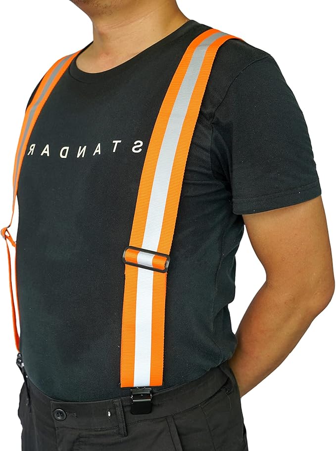 MELOTOUGH Reflective Safety Suspenders|Work Suspenders with Hi Viz Reflective Strip Hold Up Tool Belt Suspenders