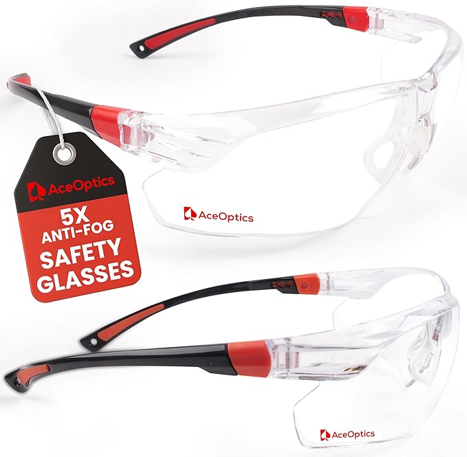 Safety Glasses – ANSI Z87 Certified, 5X Anti-Fog ClearShield™ Lenses with Premium Hard Case & Accessory Bundle