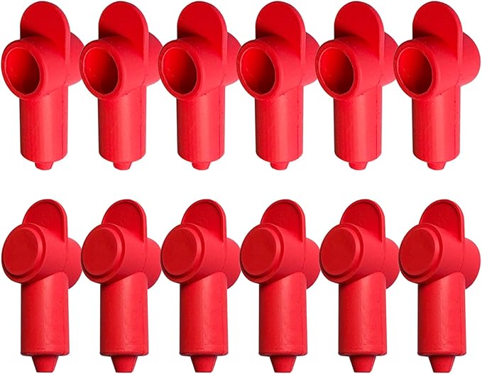 Ampper 12 Pcs Silicone 1/4", 5/16" Stud Terminal Covers, Flexible Post Terminal Cover Protector Boot for Battery Power Junction Block Post, Fits 16-6 Gauge Wire (Red)