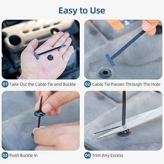 150 Pcs Nylon Universal Cable Tie Buckle for Car - Self-Locking and Easy Install Zipper Clips with Pin & Button Design - UV-Resistant Zip Tie for Quick and Effortless Car Daily Repair