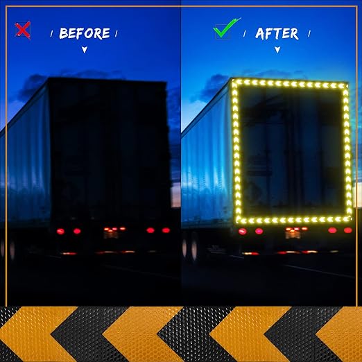 Reflective Tape, 2 Inch x 65 Feet, Yellow Black Outdoor Waterproof High Viscosity Safety Reflective Tape for Trailers, Bikes, Cars