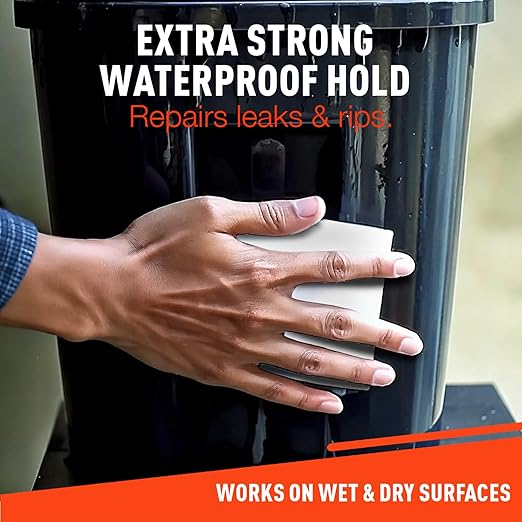 Firebelly Outfitters Heavy Duty Waterproof Tape for Leaks – All-Weather Sealant for Outdoor & Indoor Repairs – Marine Grade, Weatherproof, Strong Adhesive for Pools, Roofs, Plumbing, and More (White)