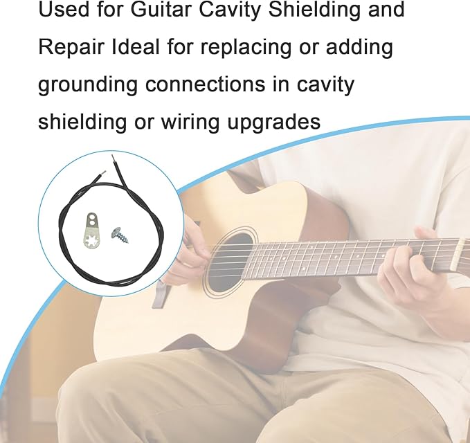 001-2869-000, 1 Set Guitar Cavity Shielding Ground Lug with Screw and Ground Wire, Compatible with F Style Guitars, Solder Lug Kit