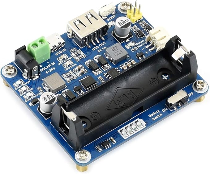 Waveshare Solar Power Management Module, Solar Charge Controller USB, for 6V~24V Solar Panel Multi Protection Circuits Suited for Low-Power IoT and Other Environmental Protection Projects