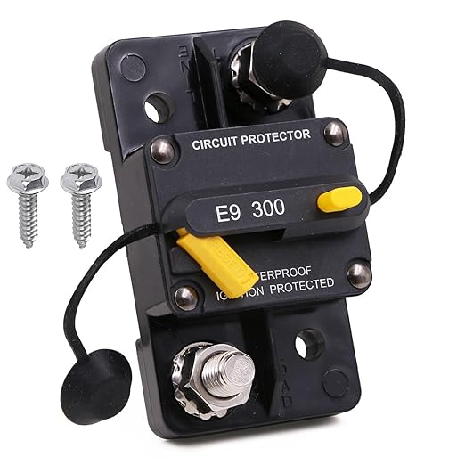 300A Heavy Duty 3/8"(M10) Studs Circuit Breaker 12V-48V High Current with Manual Reset Switch 300 Amp for Car Audio Truck RV Trailer Boat Marine Solar DC System DIY, UL, IP67 Waterproof