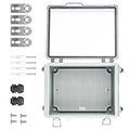 Waterproof Outdoor Project ABS Plastic Junction Box，IP67 Waterproof Clear Enclosure Boxes for Outdoor Garden with Hinged Cover, Mounting Plate, Wall Brackets, Cable Glands (Clear,10.2"x6.3"x4.3")