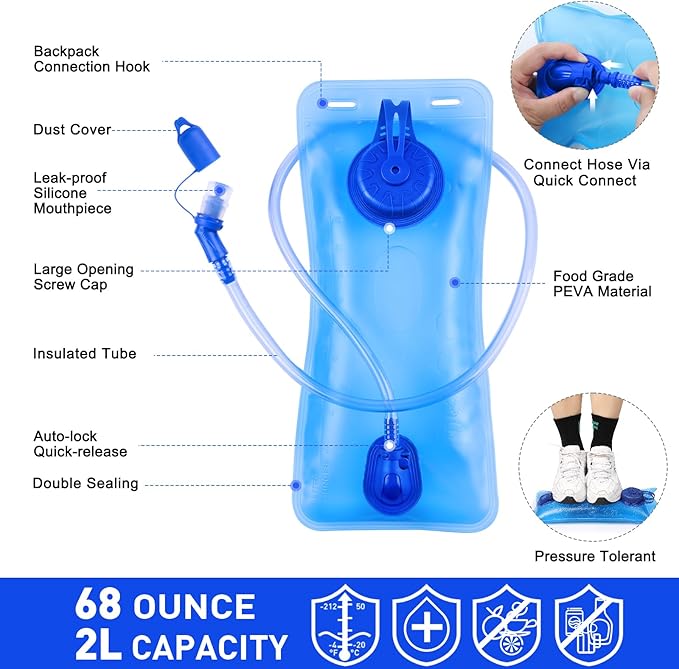 KUYOU Running Hydration Vest - Lightweight Insulated Hydration Backpack with 2L Water Bladder, Adjustable Chest Straps and Reflective Water Backpack for Running Marathon Race Hiking Cycling