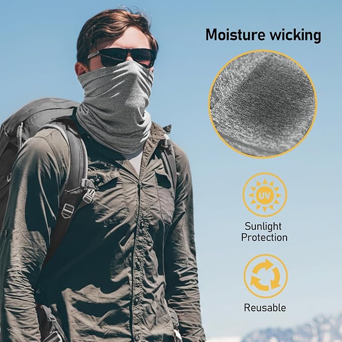 TICONN Neck Gaiter Face Cover Scarf, Neck Warmer Breathable Sun & Wind-proof for Skiing Fishing Hiking Cycling