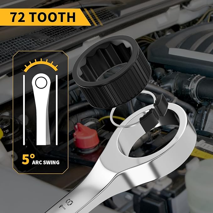 Ratcheting Wrench Set, 23PCS Combination Wrench Sets, Wrench Set Metric and Standard & SAE, 6-18mm & 1/4" to 3/4" with Color Ring, Ratchet Set With Roll Up Pouch, CRV Socket Mechanic Tool Sets