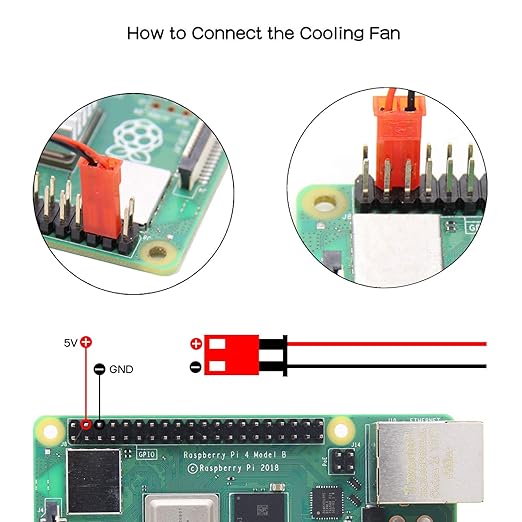 Geekworm 7mm Thickness Embedded Heatsink with Fan (P165-A) for Raspberry Pi 4, Armor Aluminum Radiator with 5V Cooling Fan Compatible with Raspberry Pi 4 Model B Computer