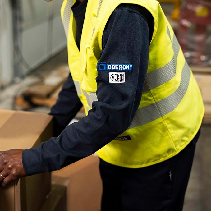 Oberon FR ARC Rated Hi Vis Safety Vest - Flame Resistant with Reflective Tape - Class 2 – 10 Cal - Hi Vis Yellow