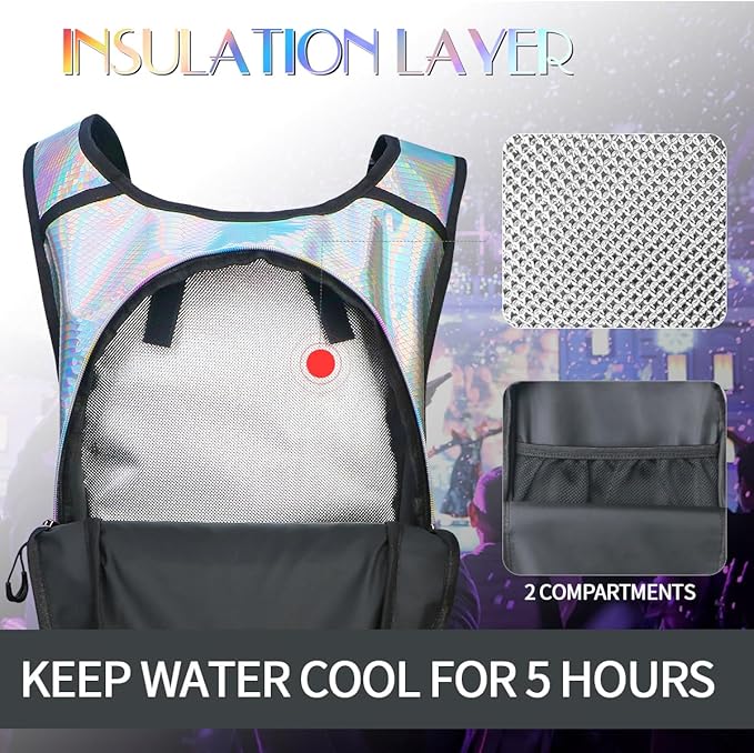Hydration Pack, Water Backpack with 3L Hydration Bladder Lightweight Insulation, Festival Essential, Rave Hydration Backpack, Hydropack Backpack for Rave, Hiking, Biking, Festival Gear
