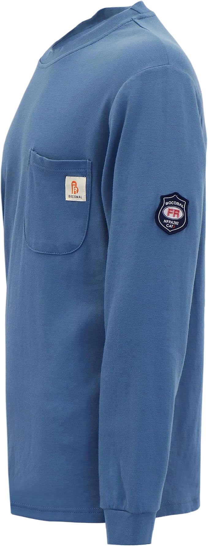 BOCOMAL FR Shirts Crewneck 7oz Midweight Flame Resistant Clothing NFPA2112 CAT2 Men's Fire Retardant Work Shirt