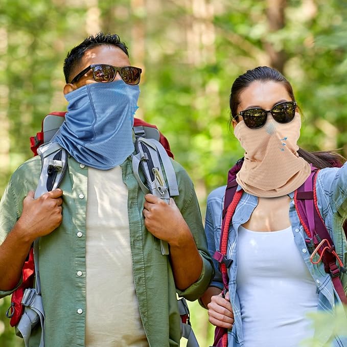 Geyoga Adjustable Cooling Neck Gaiter Breathable Summer Face Mask with Mesh Holes Strap UV Protection Neck Cover for Men