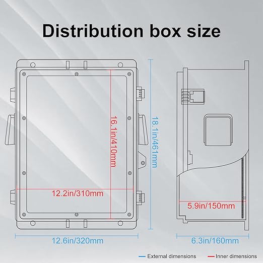 Outdoor Electrical Box with Thermostat and Fan, ABS Water Resistant Enclosure with Internal Mounting Panel & Hinged Cover, 18.1" H* 12.6" L* 6.3" W, Plug & Play.