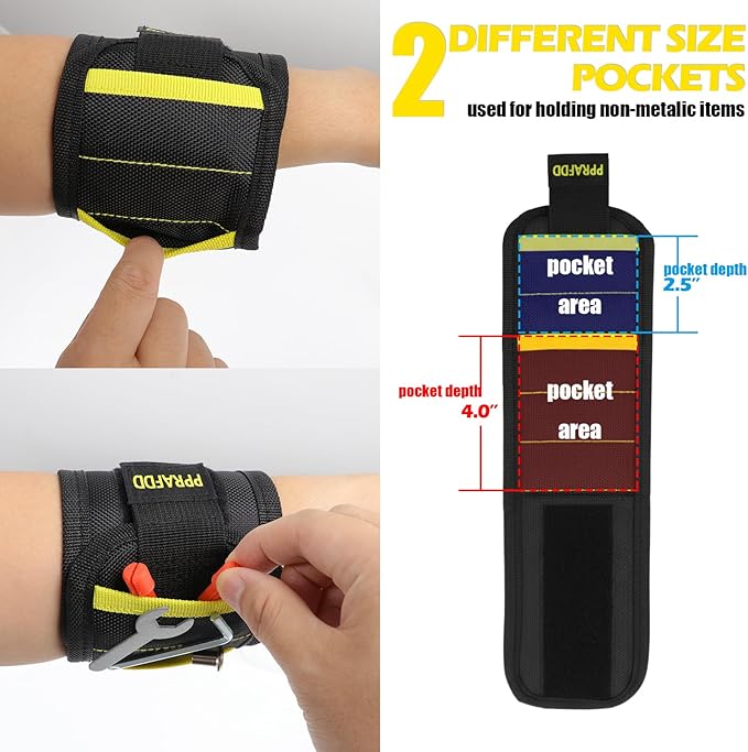 Magnetic Wristband for Holding Screws, Drill Bits, Nails, Valentine's Day, Father's Day Gifts for Handyman, Husband, Dad, Grandpa, Stocking Stuffers for Adults, Cool Gadgets for Christmas