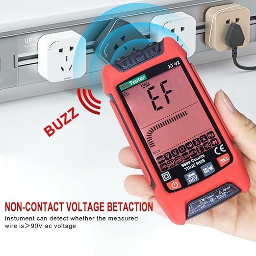 Xin Tester Digital Multimeter, 9999 Counts TRMS Auto-Ranging Voltmeter, Accurately Measures AC/DC Amp Ohm Voltage Meter Capacitance Frequency Diode with Backlight Flashlight