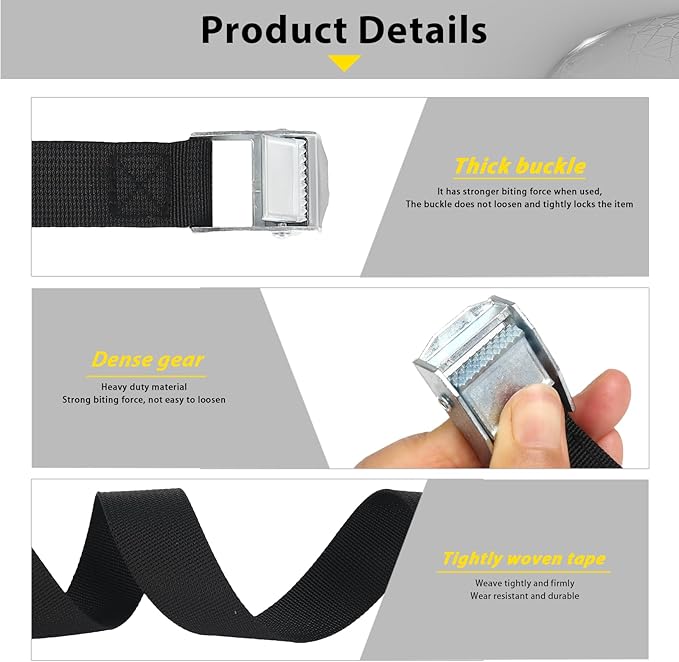 Ladder Safety Strap Tie Down – Heavy Duty Ladder Strap Leash with Anchor Plate and Stainless Steel Clip, Anti-Slip Pole Strap for Roof Work, Gutter Cleaning, Solar Install, Ceiling Rack Mount