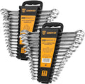 DEKOPRO Combination Wrench Set, SAE&Metric, 30-piece, 1/4'' to 1'' & 8-22mm, 12-Point, Chrome Vanadium Steel, with Plastic Tray
