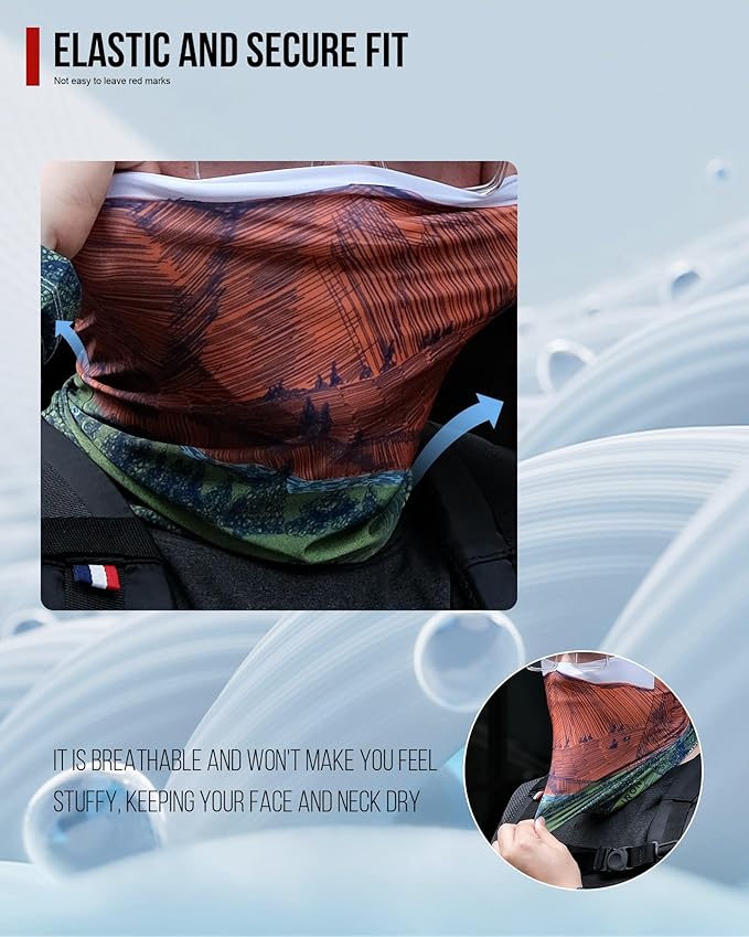 Neck Gaiter and Arm Sleeves Set, UPF 50+ Breathable Face Mask and Cooling Compression Sleeves
