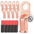 AIRIC 10 PCS UL Listed 4 AWG - 5/16" Battery Cable Lugs, Heat Shrink Ring Terminals End, Copper Cable Ends, Wiring Connector Terminal, Electrical Crimp Connectors, Wire Lug for 4 Gauge Wires