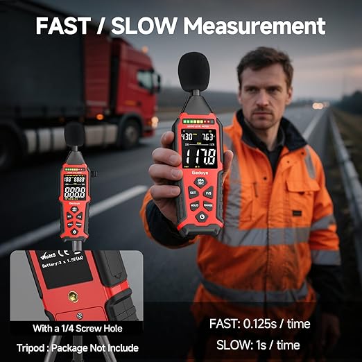Power Supply Available Decibel Meter, Gedaye Sound Level Meter, A/C Weighted SPL Meter, Noise Measure Device 30-130dB, Noise Detector Sound Monitor Decibel Reader Classroom Factory Noisy Neighbor