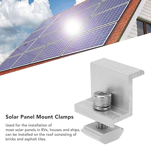 Solar Panel Clamps Z Brackets 10PCS Aluminum Mounting System Grounding Clip Lug (30mm)