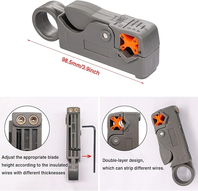 Taiss Coaxial Cable Tool Kit BNC Crimp tool with 10PCS BNC Male Crimp Connector,Coaxial Cable Stripper Cutter,Wire Cable Cutter and Heat Shrink Tube for RG58/RG59/RG62/RG174
