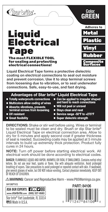 STAR BRITE Liquid Electrical Tape with Applicator Brush Cap Green 4 OZ. (084106B)