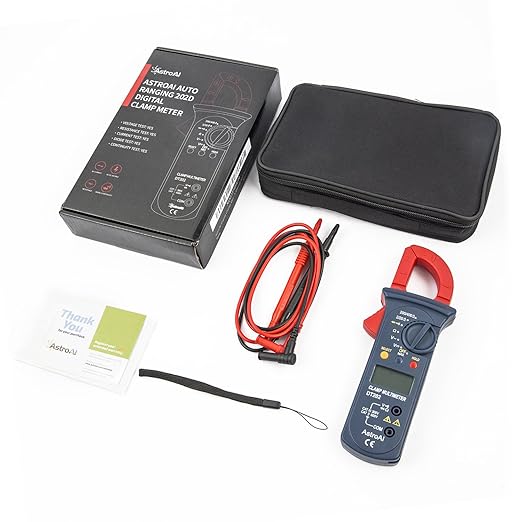 AstroAI Digital Clamp Meter 2000 Counts, Multimeter Amp Meter with Auto Ranging; Measures Voltage Tester, AC Current, Resistance, Continuity; Tests Diodes