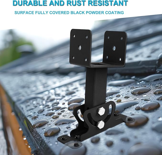 3Pcs Roof Riser Brackets Kit Pergola Roof Riser Beam Bracket, Heavy Duty Roof Mount Brackets 3-1/2" Saddle Black for Wood Post Gazebo Pergola
