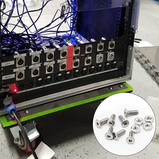 50 Sets D Series Panel Screws and Nuts Kit Panel Mount Connector M2.5 x 8 mm Stainless Steel Screw Audio Server Rack Mounts Screws for Attaching D Series Connectors to Panels, with A Hex Wrench